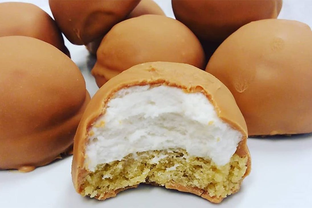A caramilk-inspired mallow puff from Kookie Haus